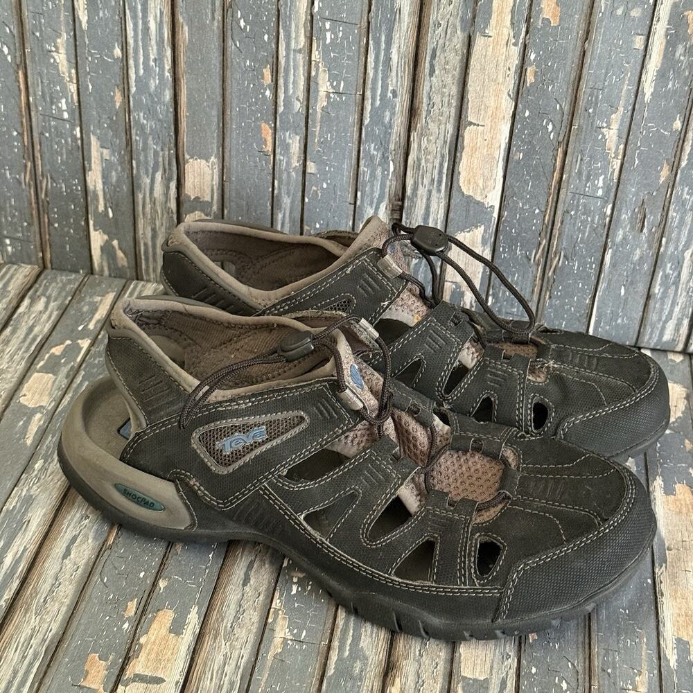 Teva Sandals Mens Size 7 Black Closed Toe Bungee Hiking Walking Trail 1002692